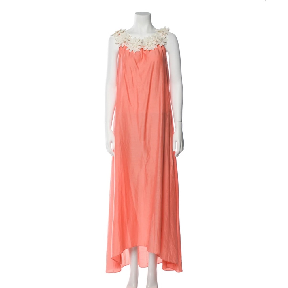 Miguelina Peach and Ivory Maxi Dress